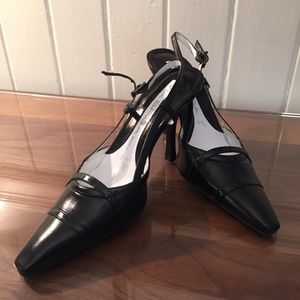 Via Spiga Italian Black Leather Heels | Size 4.5 M